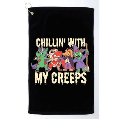 Chillin With My Creeps Halloween Animals Golf Towel