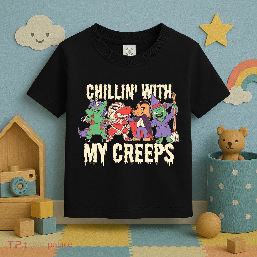 Chillin With My Creeps Halloween Animals Toddler T-Shirt