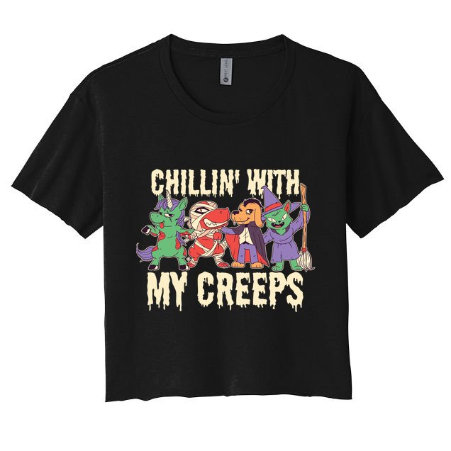 Chillin With My Creeps Halloween Animals Crop Top