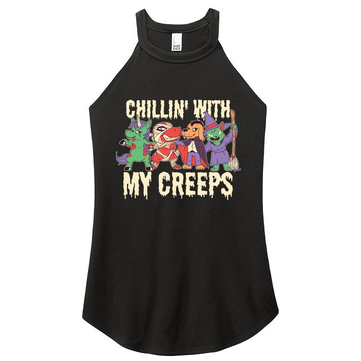 Chillin With My Creeps Halloween Animals Women's Perfect Tri Rocker Tank