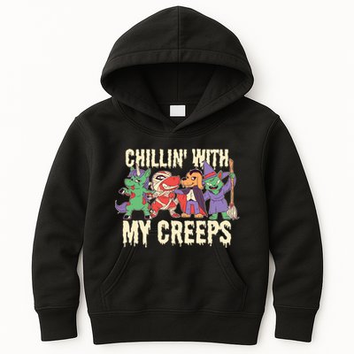 Chillin With My Creeps Halloween Animals Kids Hoodie