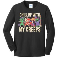 Chillin With My Creeps Halloween Animals Kids Long Sleeve Shirt