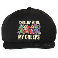 Chillin With My Creeps Halloween Animals Wool Snapback Cap