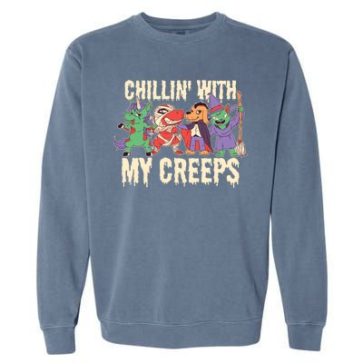 Chillin With My Creeps Halloween Animals Garment-Dyed Sweatshirt