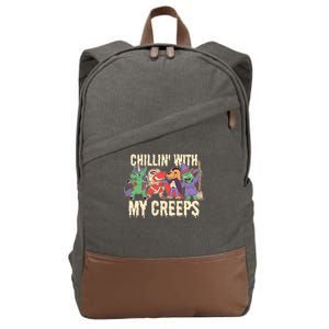 Chillin With My Creeps Halloween Animals Cotton Canvas Backpack