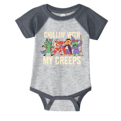 Chillin With My Creeps Halloween Animals Infant Baby Jersey Bodysuit