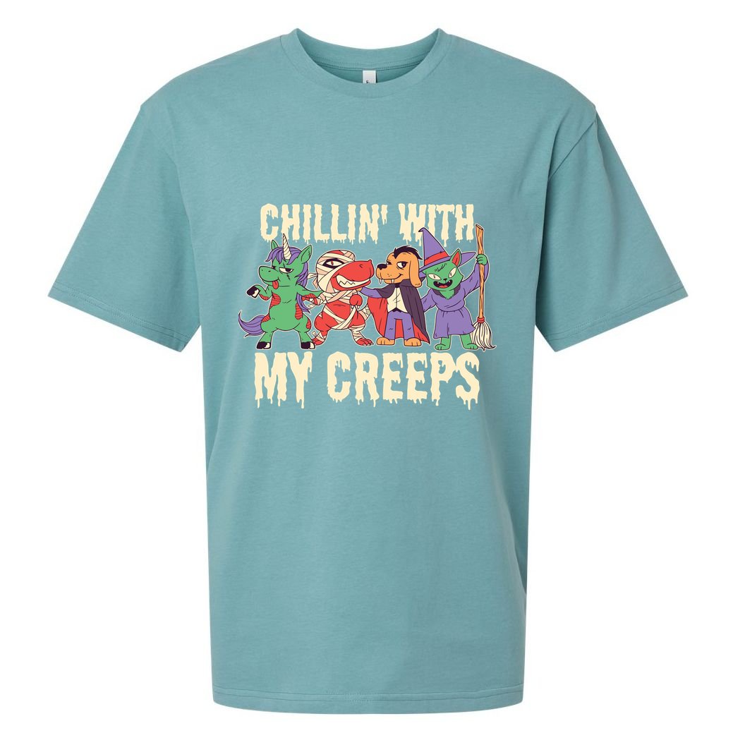 Chillin With My Creeps Halloween Animals Sueded Cloud Jersey T-Shirt