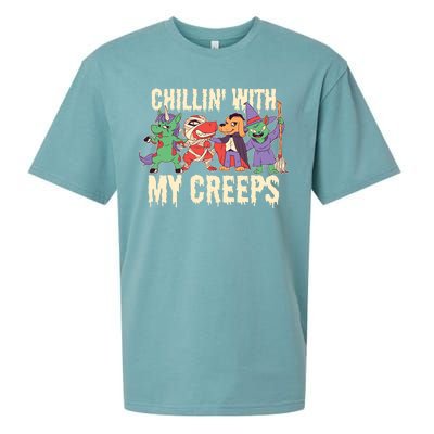 Chillin With My Creeps Halloween Animals Sueded Cloud Jersey T-Shirt