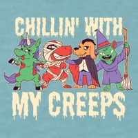 Chillin With My Creeps Halloween Animals Sueded Cloud Jersey T-Shirt