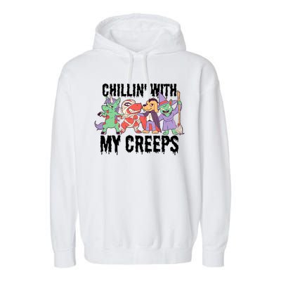 Chillin With My Creeps Halloween Animals Garment-Dyed Fleece Hoodie