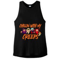 Chillin With My Creeps Spooky Monsters Ladies PosiCharge Tri-Blend Wicking Tank