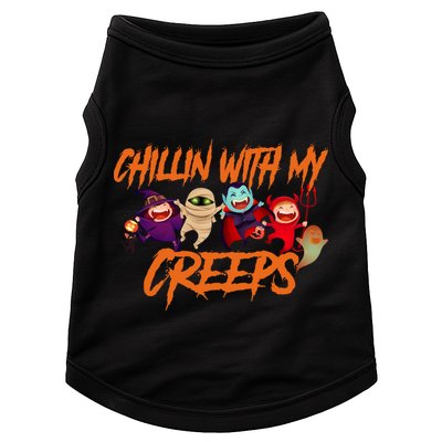 Chillin With My Creeps Spooky Monsters Doggie Tank