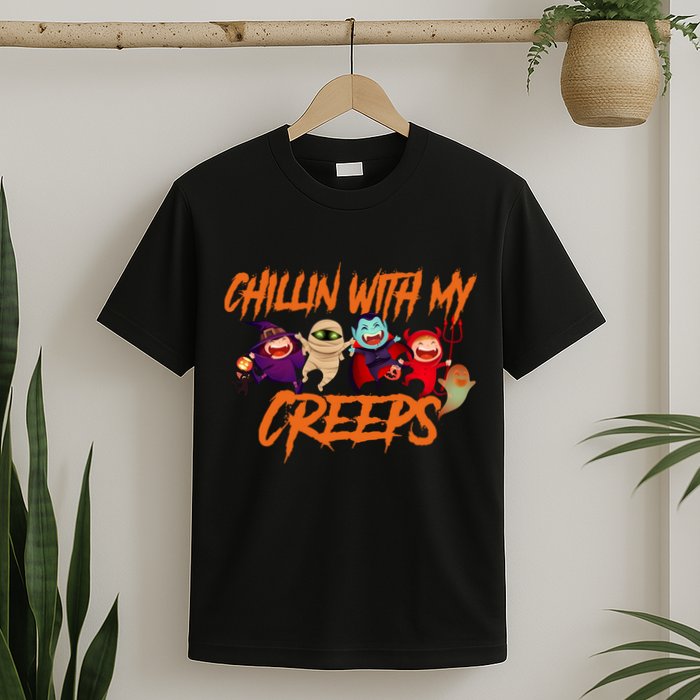 Chillin With My Creeps Spooky Monsters T-Shirt