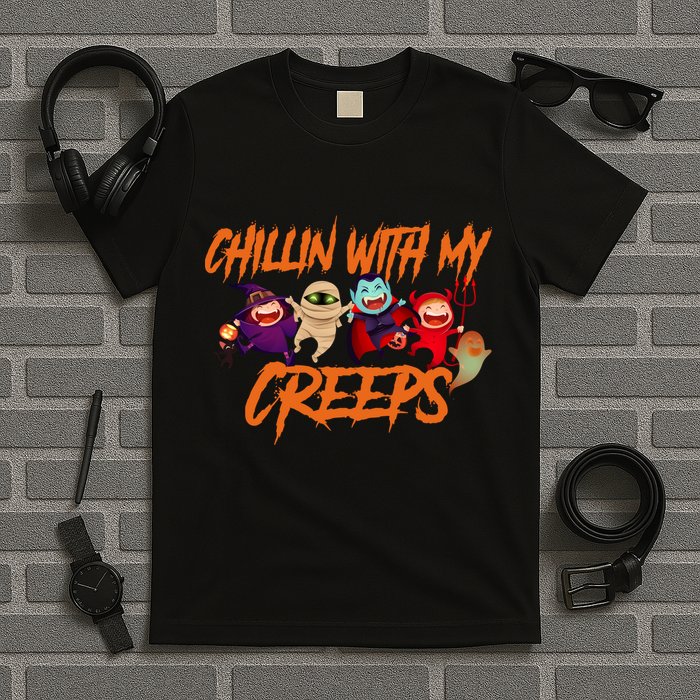 Chillin With My Creeps Spooky Monsters T-Shirt