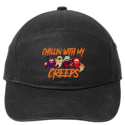 Chillin With My Creeps Spooky Monsters 7-Panel Snapback Hat