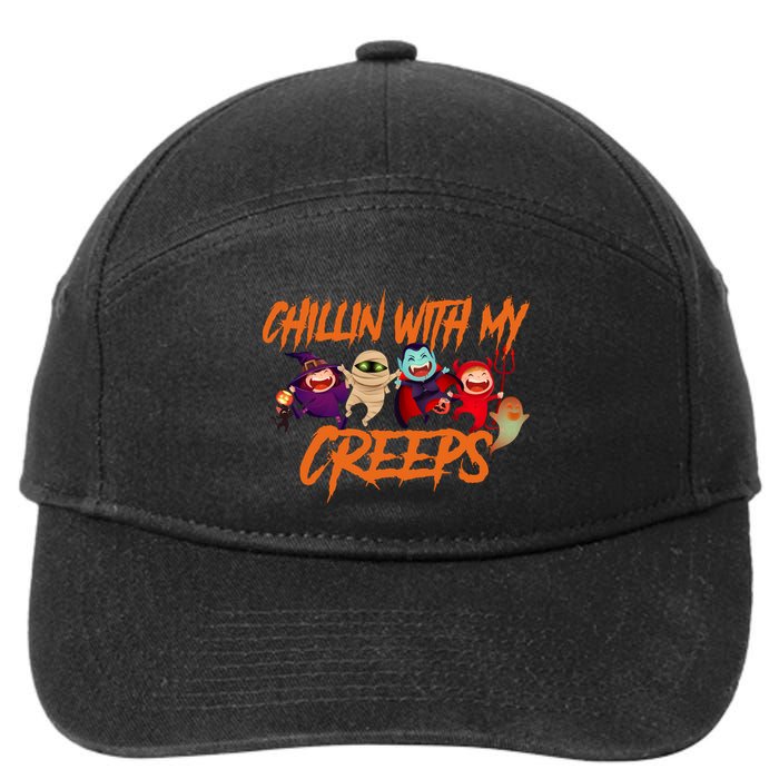Chillin With My Creeps Spooky Monsters 7-Panel Snapback Hat