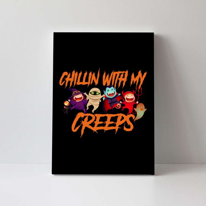 Chillin With My Creeps Spooky Monsters Canvas