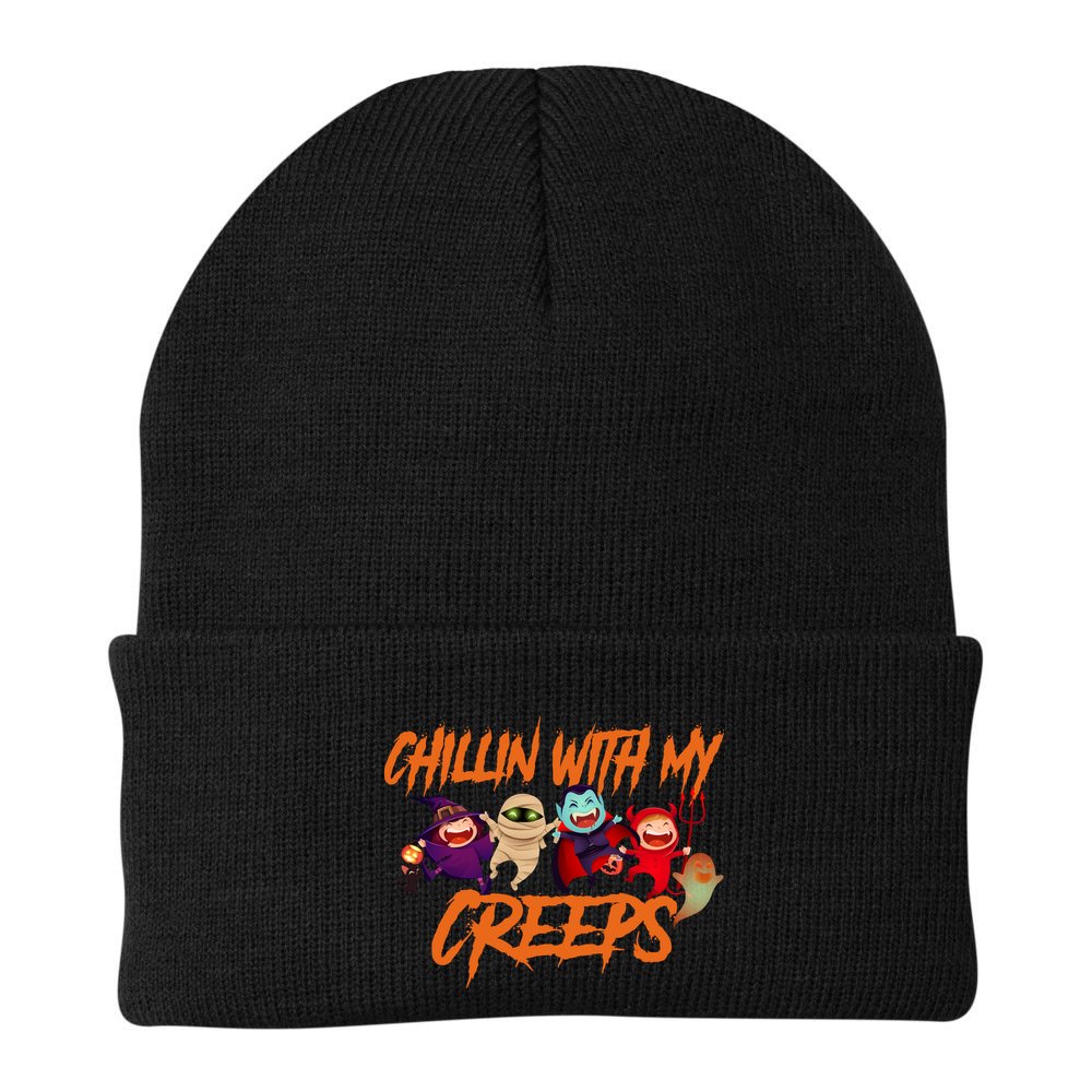Chillin With My Creeps Spooky Monsters Beanie