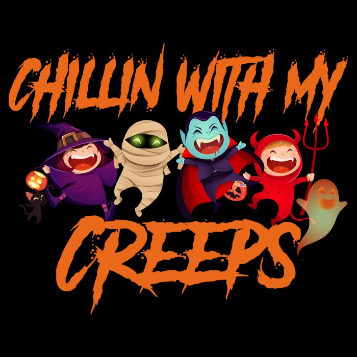 Chillin With My Creeps Spooky Monsters Drawstring Bag