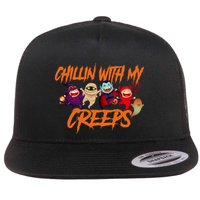 Chillin With My Creeps Spooky Monsters Flatbill Hat
