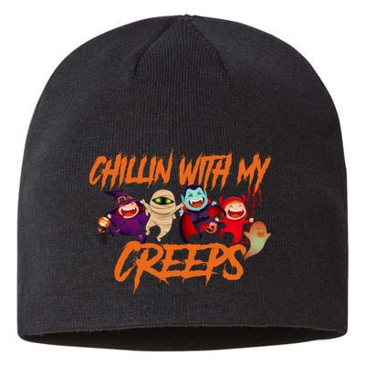 Chillin With My Creeps Spooky Monsters Sustainable Beanie
