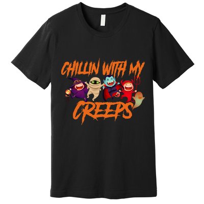 Chillin With My Creeps Spooky Monsters Premium T-Shirt