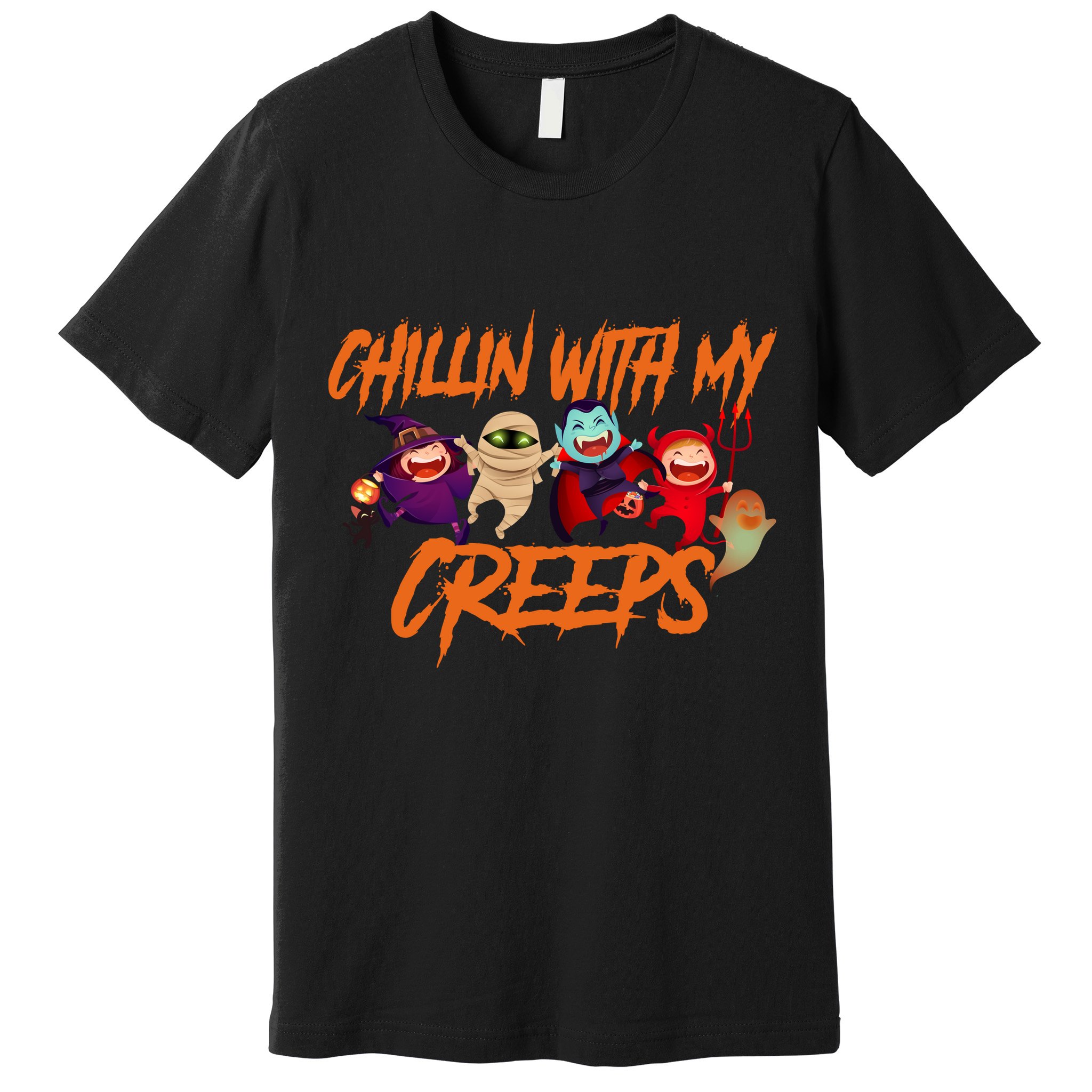 Chillin With My Creeps Spooky Monsters Premium T-Shirt