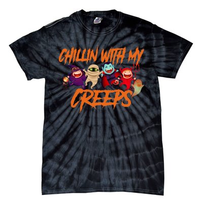 Chillin With My Creeps Spooky Monsters Tie-Dye T-Shirt