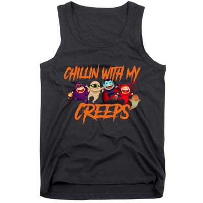 Chillin With My Creeps Spooky Monsters Tank Top