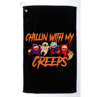Chillin With My Creeps Spooky Monsters Golf Towel