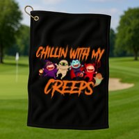 Chillin With My Creeps Spooky Monsters Golf Towel