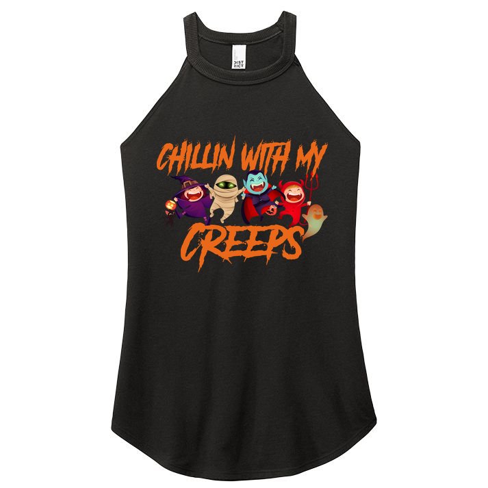 Chillin With My Creeps Spooky Monsters Women's Perfect Tri Rocker Tank