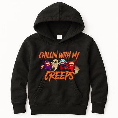 Chillin With My Creeps Spooky Monsters Kids Hoodie