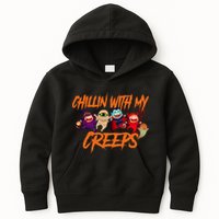 Chillin With My Creeps Spooky Monsters Kids Hoodie