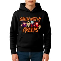 Chillin With My Creeps Spooky Monsters Kids Hoodie
