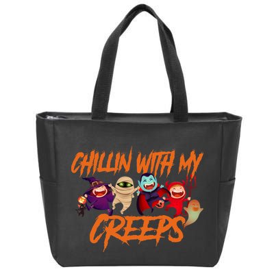 Chillin With My Creeps Spooky Monsters Zip Tote Bag