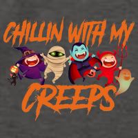 Chillin With My Creeps Spooky Monsters Vector Backpack
