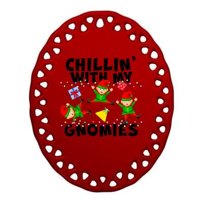 Chillin' With My Gnomies Ceramic Oval Ornament