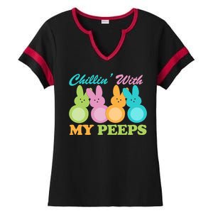 Chillin With My Peeps Easter Rabbits Ladies Halftime Notch Neck Tee