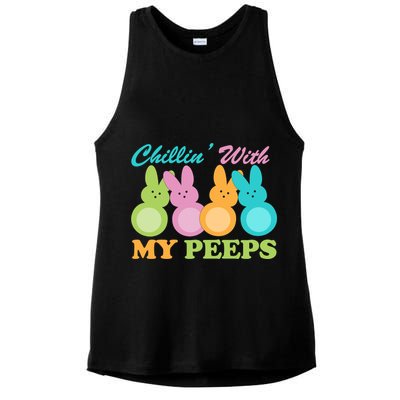 Chillin With My Peeps Easter Rabbits Ladies PosiCharge Tri-Blend Wicking Tank