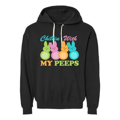 Chillin With My Peeps Easter Rabbits Garment-Dyed Fleece Hoodie