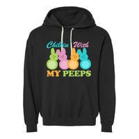 Chillin With My Peeps Easter Rabbits Garment-Dyed Fleece Hoodie