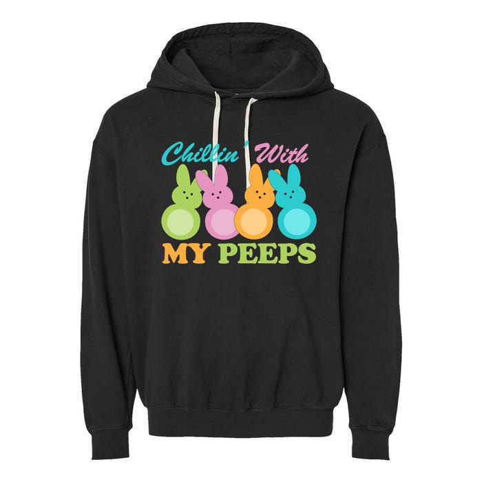 Chillin With My Peeps Easter Rabbits Garment-Dyed Fleece Hoodie
