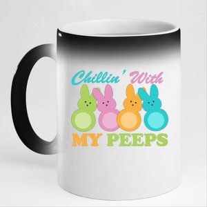 Chillin With My Peeps Easter Rabbits 11oz Black Color Changing Mug