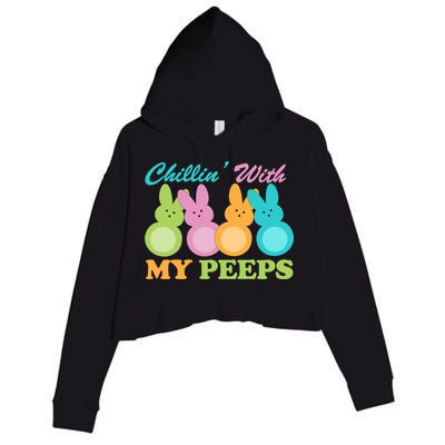 Chillin With My Peeps Easter Rabbits Crop Fleece Hoodie