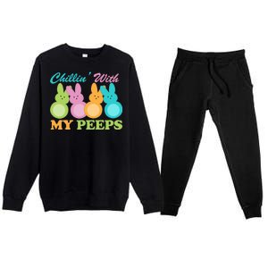 Chillin With My Peeps Easter Rabbits Premium Crewneck Sweatsuit Set