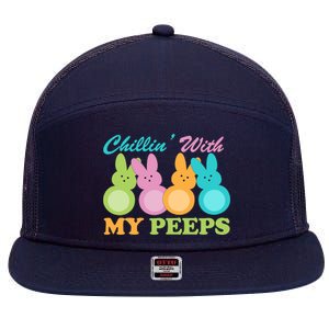 Chillin With My Peeps Easter Rabbits 7 Panel Mesh Trucker Snapback Hat