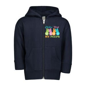 Chillin With My Peeps Easter Rabbits Toddler Zip Fleece Hoodie