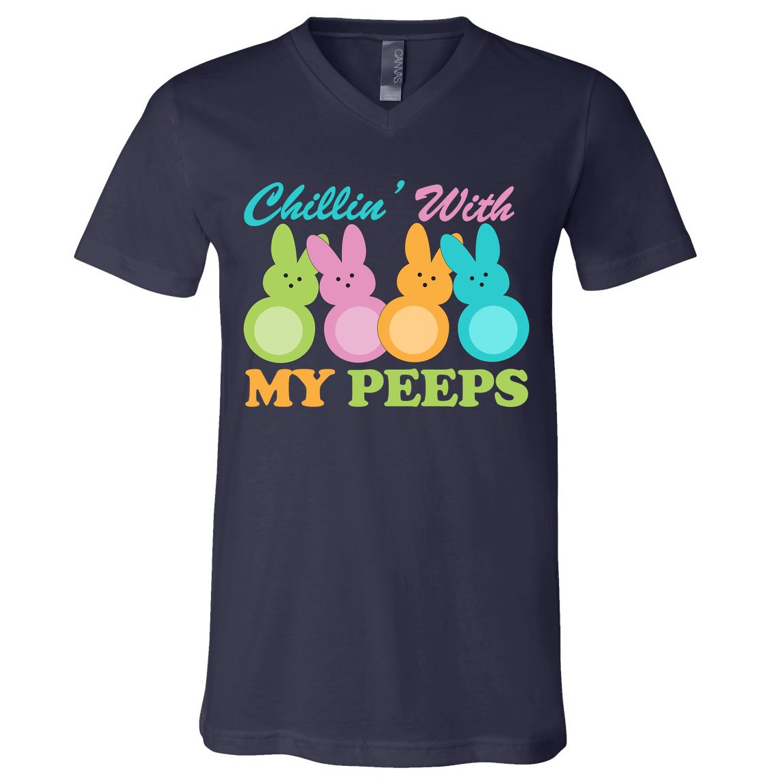 Chillin With My Peeps Easter Rabbits V-Neck T-Shirt