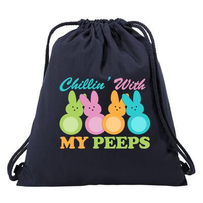Chillin With My Peeps Easter Rabbits Drawstring Bag